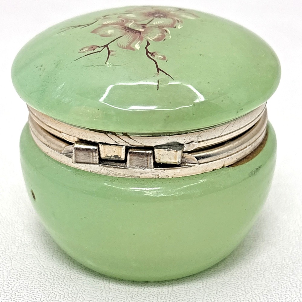 Vintage Aram Alabaster Jewlery Trinket Box Floral Design Made in Florence Italy - Picture 4 of 6